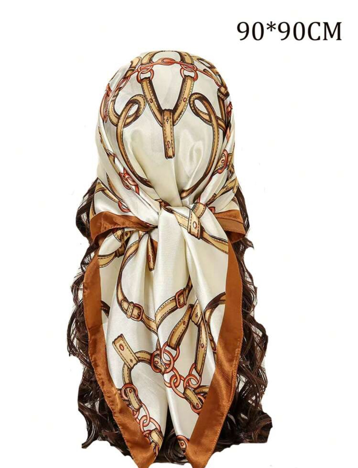 Chain & Floral Pattern Bandana/Satin Headscarf