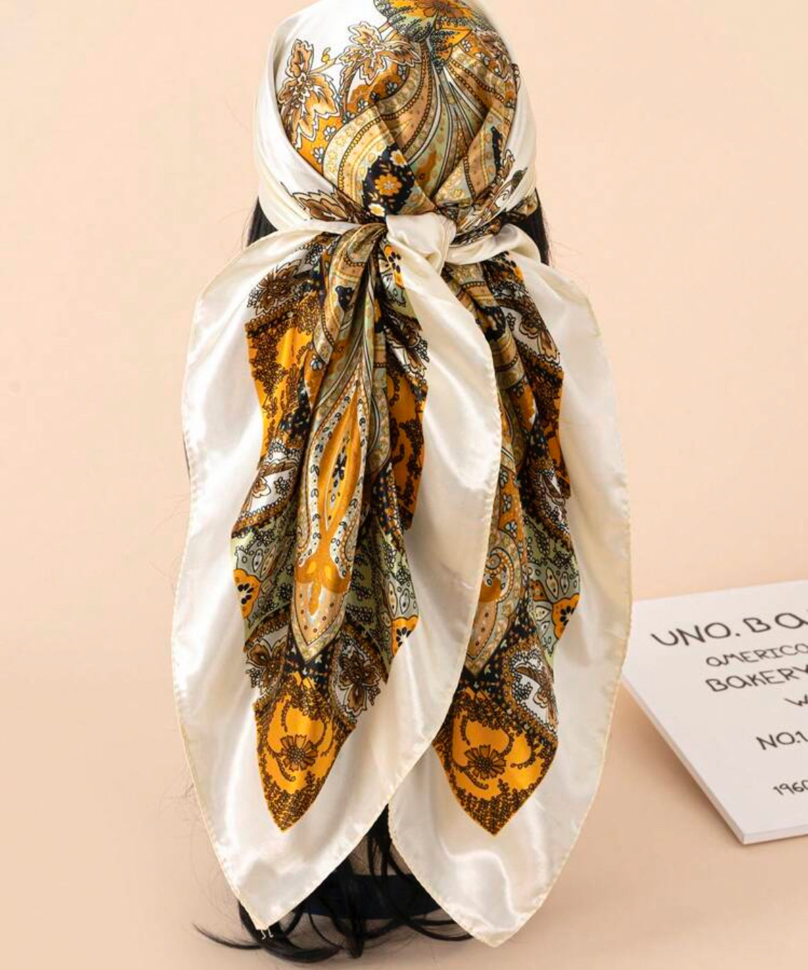 Chain & Floral Pattern Bandana/Satin Headscarf