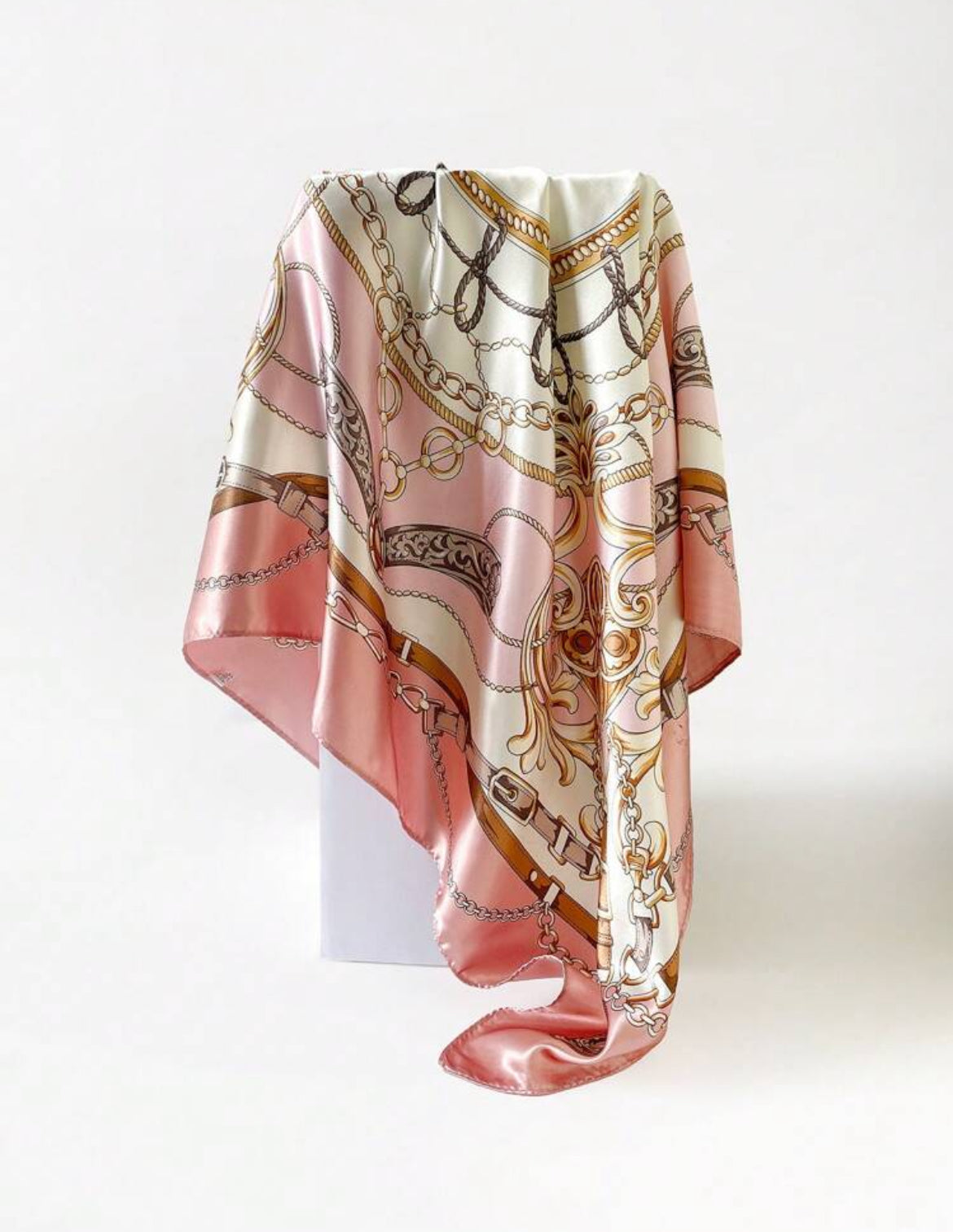 Chain & Floral Pattern Bandana/Satin Headscarf